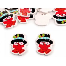 Fa dekor gomb - Hóember - 1db Fa dekor gomb - Hóember - 1db