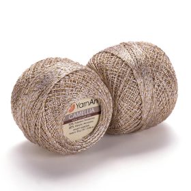 Camellia horgoló fonal - Pezsgő arany (bézs), arany szállal 430   Camellia horgoló fonal - Pezsgő arany (bézs), arany szállal 430