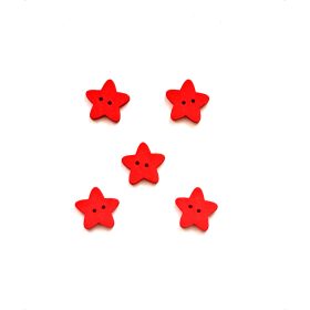 Csillag gomb, piros - 5db/csomag