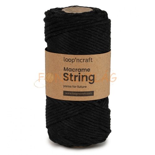 Macrame String (Kifésülhető), 3mm - Fekete