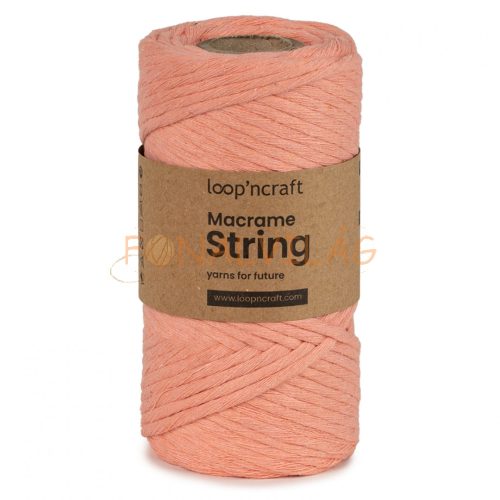 Macrame String (Kifésülhető), 3mm - Lazac (narancsos pink)