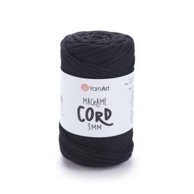 MACRAME CORD zsinór fonal, 3mm - Fekete - 750