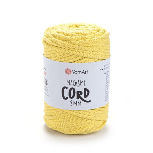 MACRAME CORD zsinór fonal, 3mm - Sárga - 754
