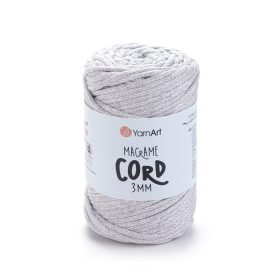   MACRAME CORD zsinór fonal, 3mm - Világos szürke melange - 756