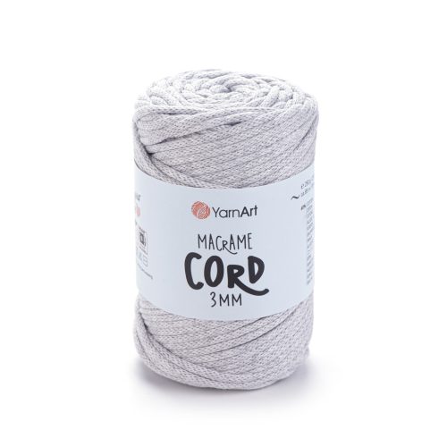 MACRAME CORD zsinór fonal, 3mm - Világos szürke melange - 756