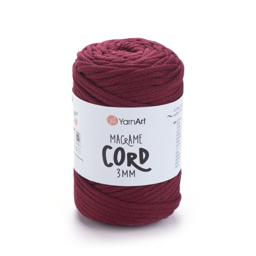 MACRAME CORD zsinór fonal, 3mm - Borvörös - 781