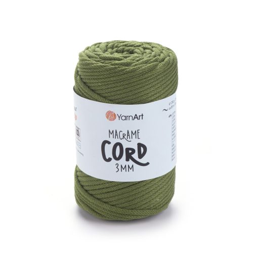 MACRAME CORD zsinór fonal, 3mm - Keki zöld - 787