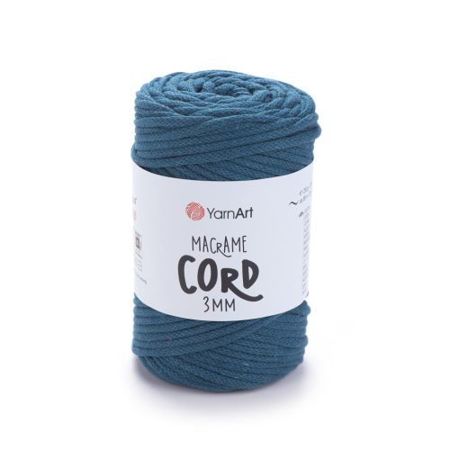 MACRAME CORD zsinór fonal, 3mm - Petrol kék - 789