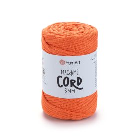 MACRAME CORD zsinór fonal, 3mm - Élénk narancs - 800