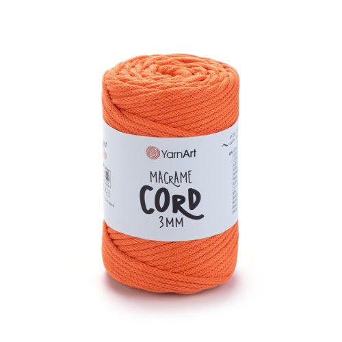 MACRAME CORD zsinór fonal, 3mm - Élénk narancs - 800