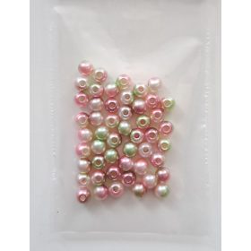 Akril gyöngy, 4mm - 50db/cs - Almazöld-rózsa