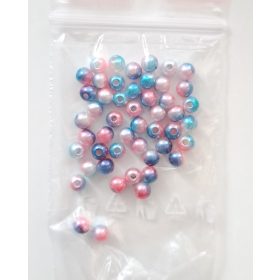 Akril gyöngy, 4mm - 50db/cs - Türkiz-pink