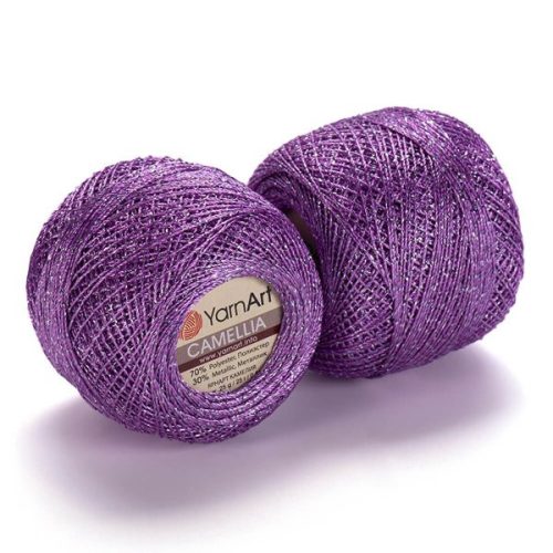 Camellia horgoló fonal - Lila ezüst szállal - 414