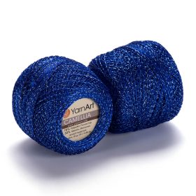Camellia horgoló fonal - Kék ezüst szállal - 428
