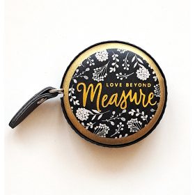   Vintage szabó centi, automata (150cm) - díszes fekete-arany mintás