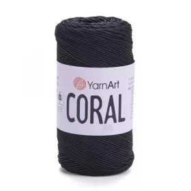 Yarnart CORAL fényes zsinórfonal - Fekete 1902