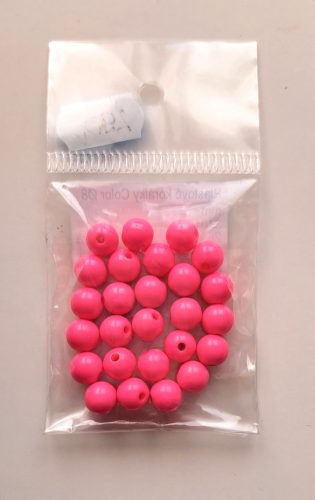Műanyag gyöngy, 8mm - 25db/cs - Pink